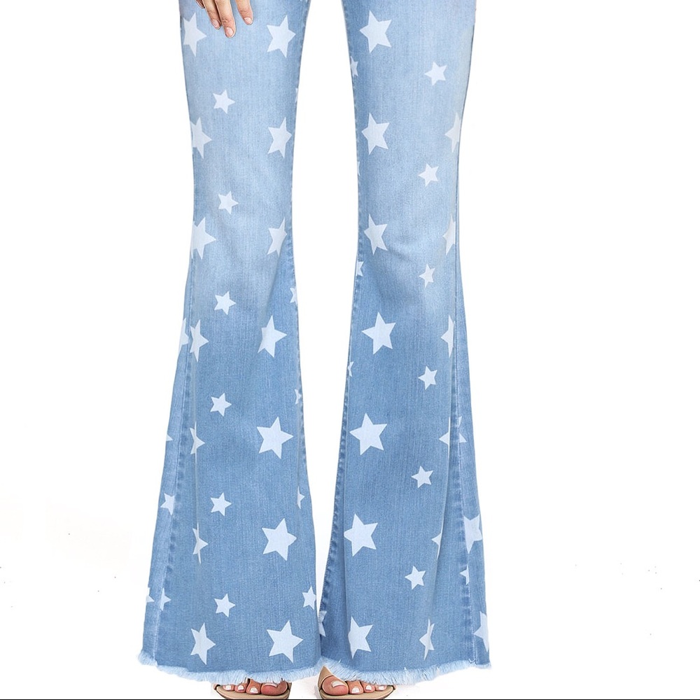Cello light denim stars flare jeans size 11
